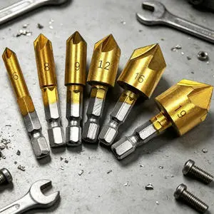 Deburring Hole Chamfer Bits 6pcs Countersink Drill Kit 90 Degree Countersink Drill Bit Metal Wood Chamfering Cutter