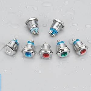 Diameter 16mm IP65 Metal Indicator 12-24V Metal Red Green Yellow Blue White Pilot Lamp