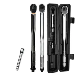 3pcs/set 1/2 Inch Drive Click Torque Wrench 28-210N.m Square Drive Ratchet Wrench Repair Spanner Key Hand Tools With Box