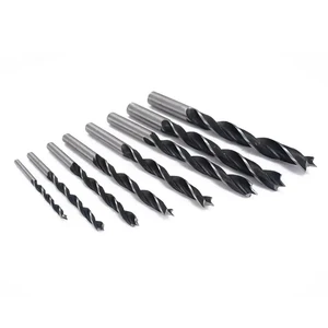 Popular Straight-shank Three-pointed High Carbon Steel Woodworking Drill Bit Black Bright Finish for Wood Positioning Drilling