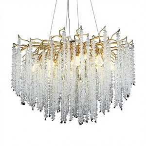 French Light Luxury Cozy Living Room Main Light Simple Modern Gold Aluminum Ancient Town Design Grand Branch-Shaped Chandelier