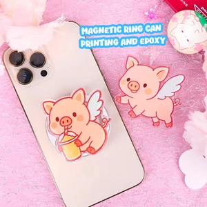 Custom Printing Cartoon Magnetic Grip Sublimation Socket Made Of Plastic Poppings Acrylic Mobile Phone Stand Phone Grip