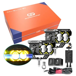 MOTOLED Motorcycle Mini Driving Light 100W 20000LM Moto Lighting Systems External Spotlight Dual Color