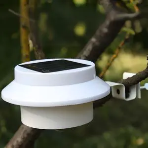 Solar Powered LED Fence Light Waterproof Circular Outdoor Gutter Light with Auto Sensor for Garden Wall Path
