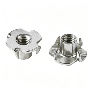1/4, 5/16,3/8 Din 1624 Stainless Steel Threaded Inserts Tee Nut For Wood M4 - M10 T-Nut 4 Pronged Tee Nut