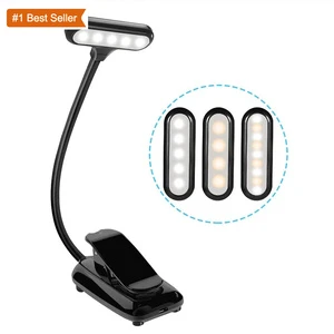 Jumon Modern White LED Book Light for Reading Bed Rechargeable Clip Eye-Caring Portable Kids Studying Working Three-speed