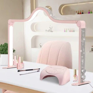48W Half Moon Nail Lamp Beauty Salon Eyelash Extension Knob Switch Desk Fill Light Makeup Foldable Nail Lamp LED Half Moon Light