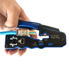 High-Precision Eazy Type Network RJ45 Crimping Tool - 3-in-1 Stripper Cutter Crimper For Cat5e/Cat6 | Metric & Customizable OEM