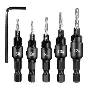 6PCS Countersink Router Bit HSS High Speed Steel Woodworking Tool Woodworking Countersink Bit Countersink Drill Bit