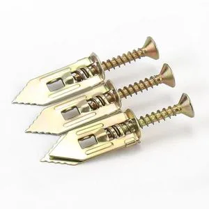 High Quality Gypsum Board Expansion Screws with Colored Zinc Plating, Non Drilled, Lightweight Wall Self Tapping Fasteners