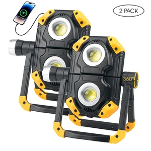 2 Pack Magnetic Rechargeable Work Light, LED Work Light Rechargeable with 360° Rotation & Foldable 5 Lighting Modes