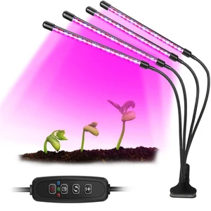 2 3 4 Heads LED Grow Light Plant Growing Lamp for Indoor Plants Growth UV Red Blue Full Spectrum with Adjustable Clip Gooseneck