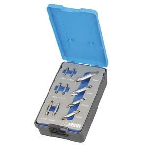 Fervi 5-Piece Carbide Non-Coated Center Drill Set 0.75mm-5.0mm Super Precision Drills for Metal and Wood Working