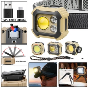 Magnet With Stand 180° Headlight Rotation Outdoor Emergency 1200mah Battery Headlamp Rechargeable Camping Light Work Light