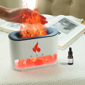 Top Seller Marble Flame LED Mist Air Humidifier Aroma Diffuser 3D Dlame Fragrance