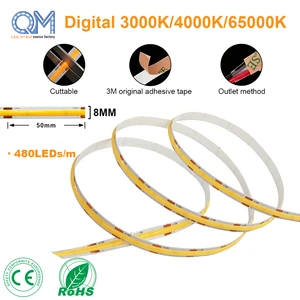 24V Dotless COB LED Strip Light 5M Cuttable Uniform Lighting for Kitchen Cabinet