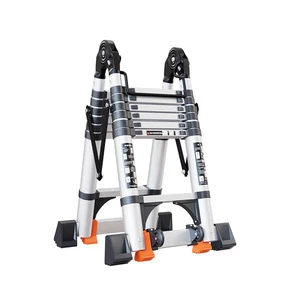 Thickened Aluminum Alloy Modern Multifunctional Telescopic Zigzag Foldable Ladder 4 Steps 150kg Load Capacity for Household