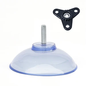 Cross-border Wholesale 84mm Suction-cup Plastic Transparent Glass Hook M6 Screw Rod Foot Pad Wall-mounted Storage Model Hook