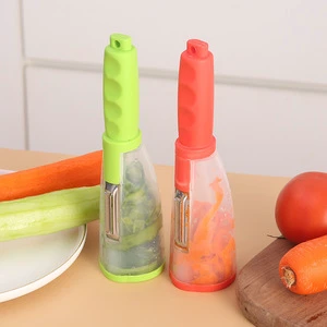 Hand Manual Plastic Stainless Steel Blade Multi-function Slicing Fruit & Vegetable Peeler Scraper Planer with Storage Box