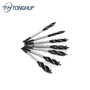 Auger Drill Bit Set 4 Flute Cut Drilling Tool with Quick Change Hex Shank High Carbon Steel Wood Drill Bit for All Types of Wood