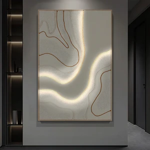 Home Decor Luxury LED Light Up Wall Art 3D Textured River Element Abstract Art Wall Hanging Painting Suitable For Home And Hotel