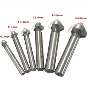 6.3-20.5mm Chamfering End Mill Cutter 3 Flute Round Shank 90 Degree HSS Countersink Deburring Tapered Drill Bit for Steel