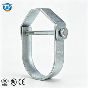 FM For C Channel Strut Support Galvanized Carbon Steel Pipe Clamps Unistrut Fittings Clevis Hanger Adjustable (1''-12'')