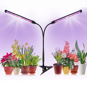 LED Grow Light for Indoor Plants . Full Spectrum ,dual Head, 20W. Adjustable Clips, Auto Timer . 9 Dimmable Brightness .