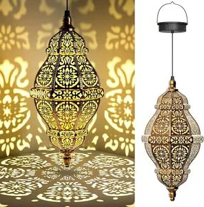 Hanging Solar Lantern Garden Decor Moroccan Solar Lights Outdoor Decorative Lights Waterproof LED Lanterns for Patio Yard