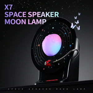 Space Audio Travel Moon Modern LED Subwoofer Stereo Speaker Lamp 2000mAh Music Rhythm Desktop Night Light