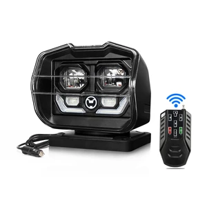 OPPLIGHT Led Search Light Wireless Remote Control 360 Degree Rotating Searchlight with Strong Magnetic Base