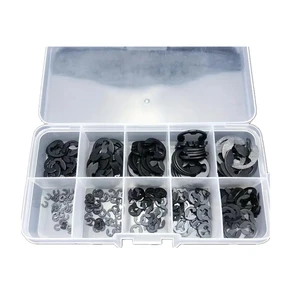 120PCS Black 304 Open Retaining Ring E-type Circlip Open Circlip Washer E-type Buckle Retaining Ring M1.5-M10