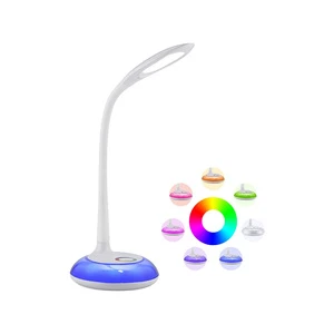 Modern LED Study Lamp with Flexible Silicone Gooseneck, RGB Color Changing Base and Eye-Caring Flicker-Free Light