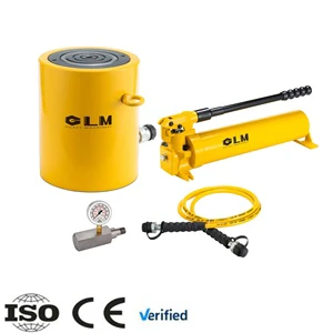 High Strength 700bar Sturdy 50 Ton 100mm Stroke Single Acting Hydraulic Cylinder Jacks With Manual P80 Hydraulic Pump