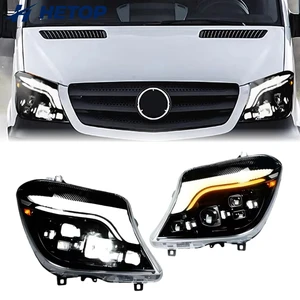 HETOP Sprinter Headlights 2014-2018 Upgrade LED Projetor Head Lamps DRL Daytime Running Light for Benz