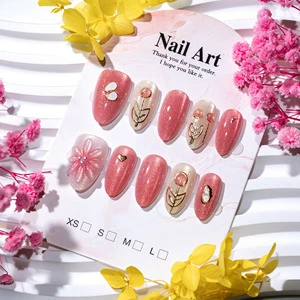 Wholesale ABS Press-On Nails Supplier: CatEye Flash Glitter 3D Resin Designs Reusable Wearable Artificial Nails