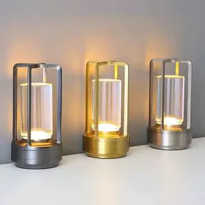 Modern Touch LED Table Lamp for Luxury Restaurant Dropshipping to USA Battery Rechargeable Cordless Lantern ABS Body