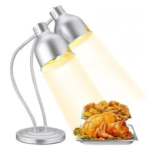 OULU Silver Single-Head Double Head Buffet Food Warmer Lamp Eco Mode Energy Saving Heating Temperature Adjustable Elegant Design