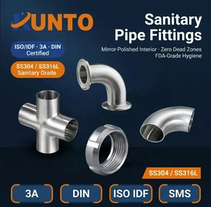 3A ISO IDF Sanitary SS304 316L Pipe Fittings 45° 90° Elbow Tee Reducer Clamped Welded Mirror Polish OEM Factory