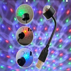 USB Mini Disco Lights RGB Ball Party DJ Sound Activated Small Stage Lamp Colorful LED Car Magic Strobe Light