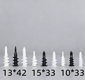 15*33 mm Gypsum Board Special Drill Tail Black Plastic Screw Pom Wall Plug Spiral Expansion Tube White & Black
