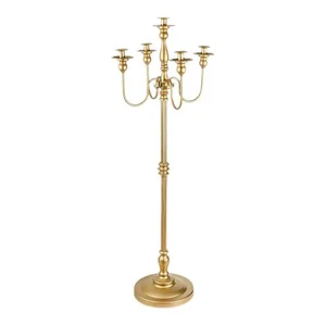 Vintage White Gold Wedding Candlestick Holder Long Stem Floor-Length Candelabra Elegant Centerpiece