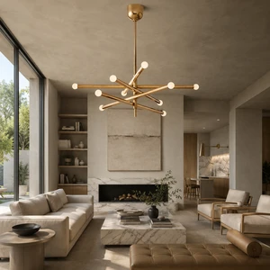 Luxury Modern Glass Living Room Chandelier Brass Gold Hotel Villa Project OEM ODM Wholesale Custom Lighting Pendant Light Design