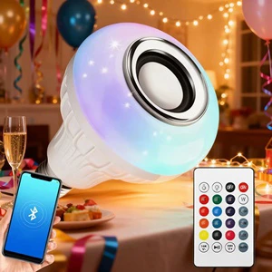 RGB Music LED Bulb with Wireless Remote Control & Speaker Colorful Stage Smart Home Light