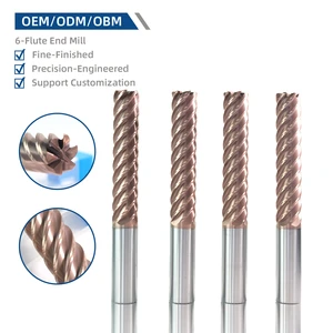 6-Flute Flat Square End Milling Cutters Tungsten Carbide Tools High Precision High Speed Coating OEM/ODM ISO9001 Certified