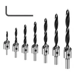 Countersink Drill Bits Set- 7Pcs Counter Sink Bit for Wood High Speed Steel, Woodworking Carpentry Reamer