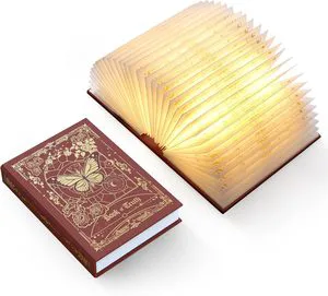 Wholesale OEM Birthday Surprise Blue Book-Shaped LED Book Lamp Gold Foil Embossed Cover USB Rechargeable Portable Table Lamp