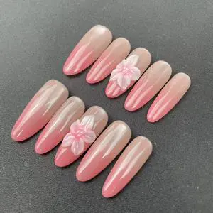 High-quality Handmade Nail Factory Wholesale Long Oval Gradient Carved Styles Reusable