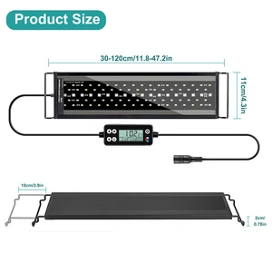 SIROKA IP68 Waterproof 90CM 36W Daytime Nighttime Schedule Smart RGB Full Spectrum Led Aquarium Light with LCD Display