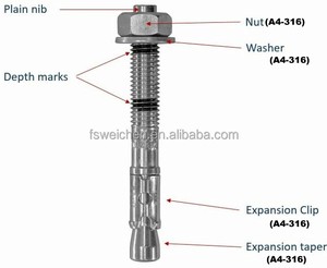 Secure Fast Installation Stainless Steel 316 Heavy Duty Removable Mechanical Anchor Bolt Concrete Masonry Premium Anchors 970 lb